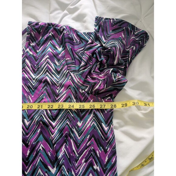 Anthony Richards Top Women 3X Blouse Tunic Black Purple Stretch Mesh Art Chevron - Picture 10 of 13
